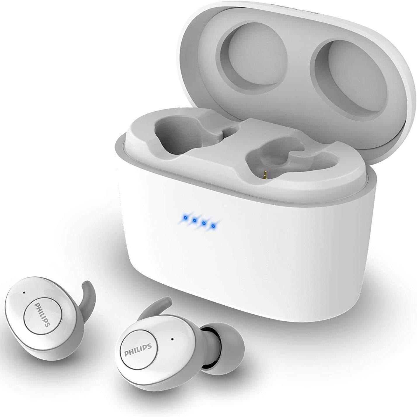 Philips Audio SHB2515WT/10 True Wireless In-Ear Headphones (Bluetooth, Integrated Microphone, Long Battery Life, Noise Cancellation, 3 Ear cap Types) - White