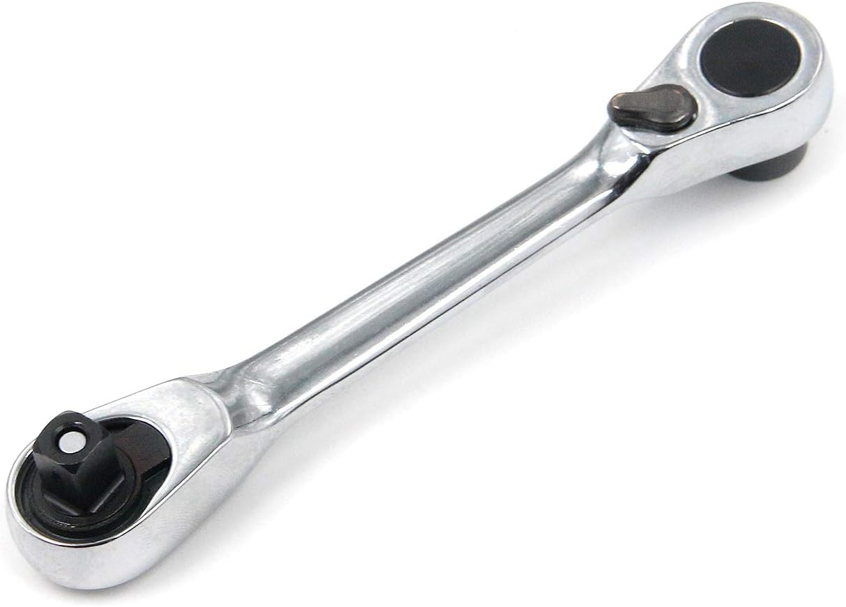 Geesatis 1/4 Inch Mini Double Headed Ratchet Wrench 72 Tooth Drive Socket and Screwdriver Bit Ratchet Set Rotator 5 Degrees Quick Install Release Ratchet Accessories Tool