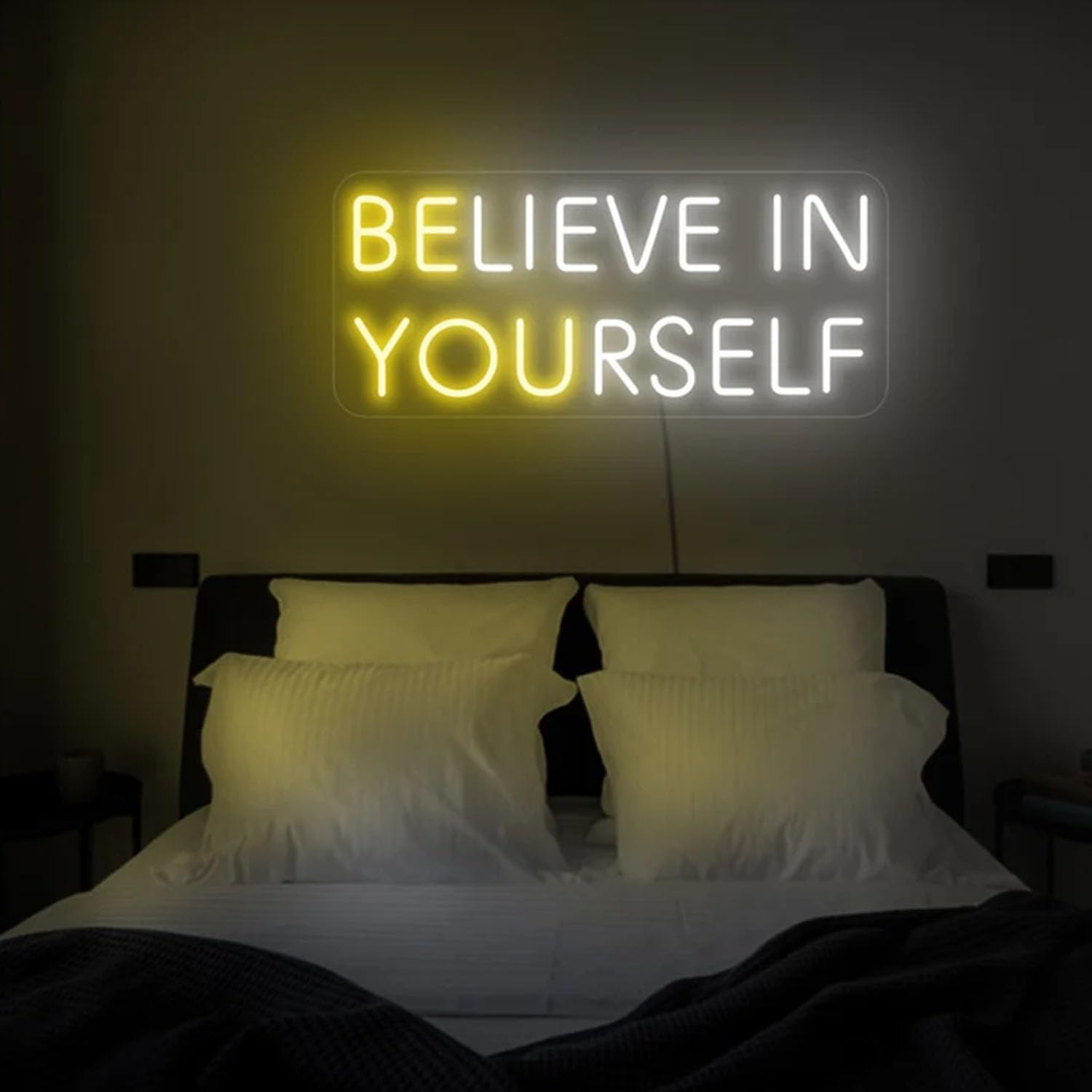 Believe in yourself neon sign, Be you signs, Motivational Quote Gym neon lights