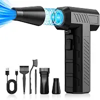 CAGIWIRU Espanador de Ar Comprimido – Mini Ventilador Turbo, 180.000 RPM, Preto, Sem Fio, Compacto, para Limpeza de Teclado, PC, Casa e Carro