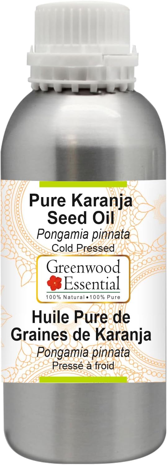 Greenwood Essential Pure Karanja Seed Oil (Pongamia pinnata) 100% Natural Therapeutic Grade Cold Pressed for Personal Care 1250ml (42 oz)