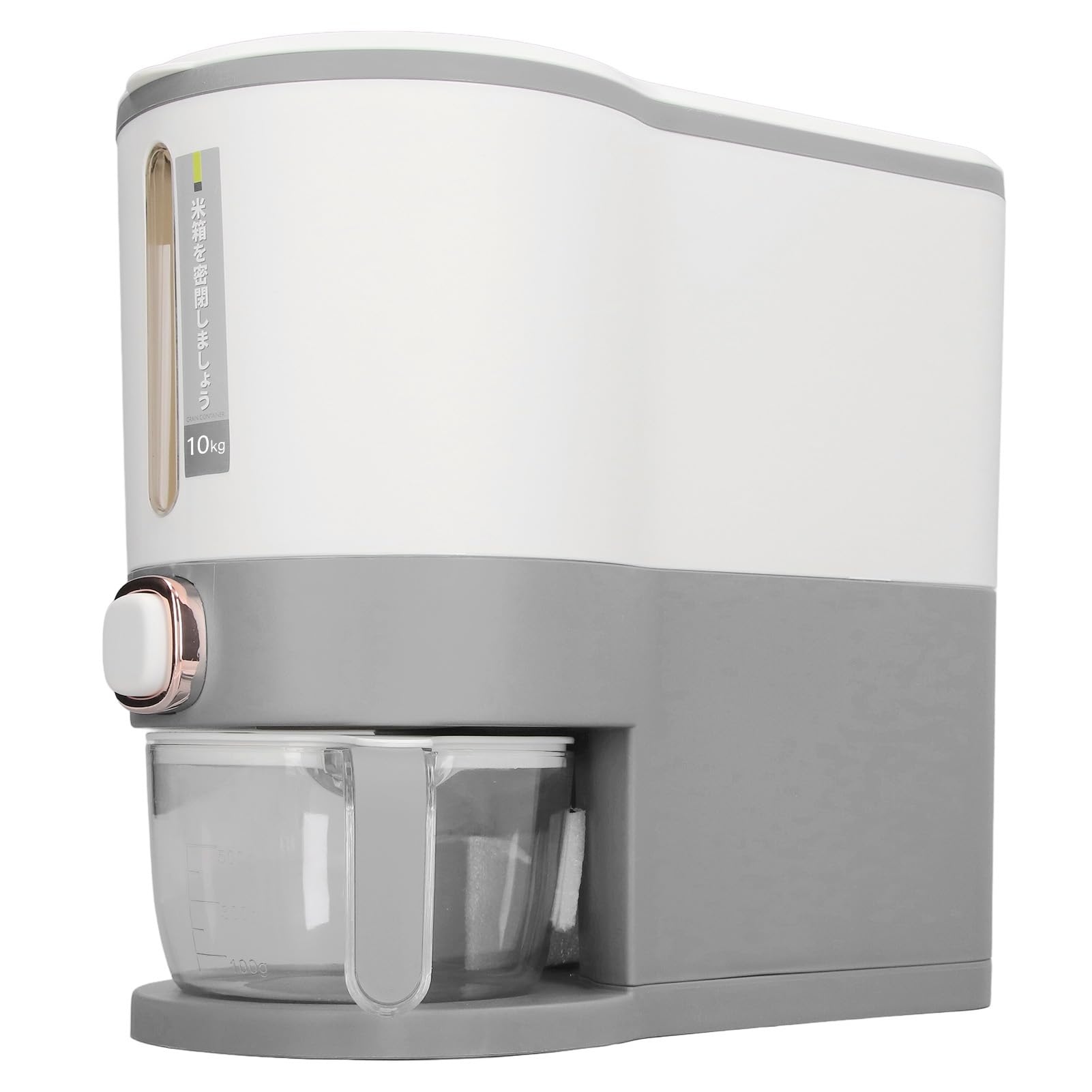 Dispenser di Riso Dispenser per Conservazione del Riso Ad Alta Temperatura a Doppia Sigillatura Miglio Antipolvere (Grande grigio chiaro)