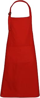 Piękny czerwony fartuch dla kucharzy - bawełna z porami z 2 kieszeniami i regulowaną szyjką - fartuch do gotowania i pieczenia do domu i restauracji i baru - 68 x 88 cm