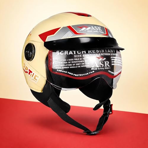 ASR Junior Riders Helmet, High-Impact ABS Shell, Scratch & UV Resistant, Wide-View Visor, ISI Approved, Boys & Girls,Size-XS (Cream)