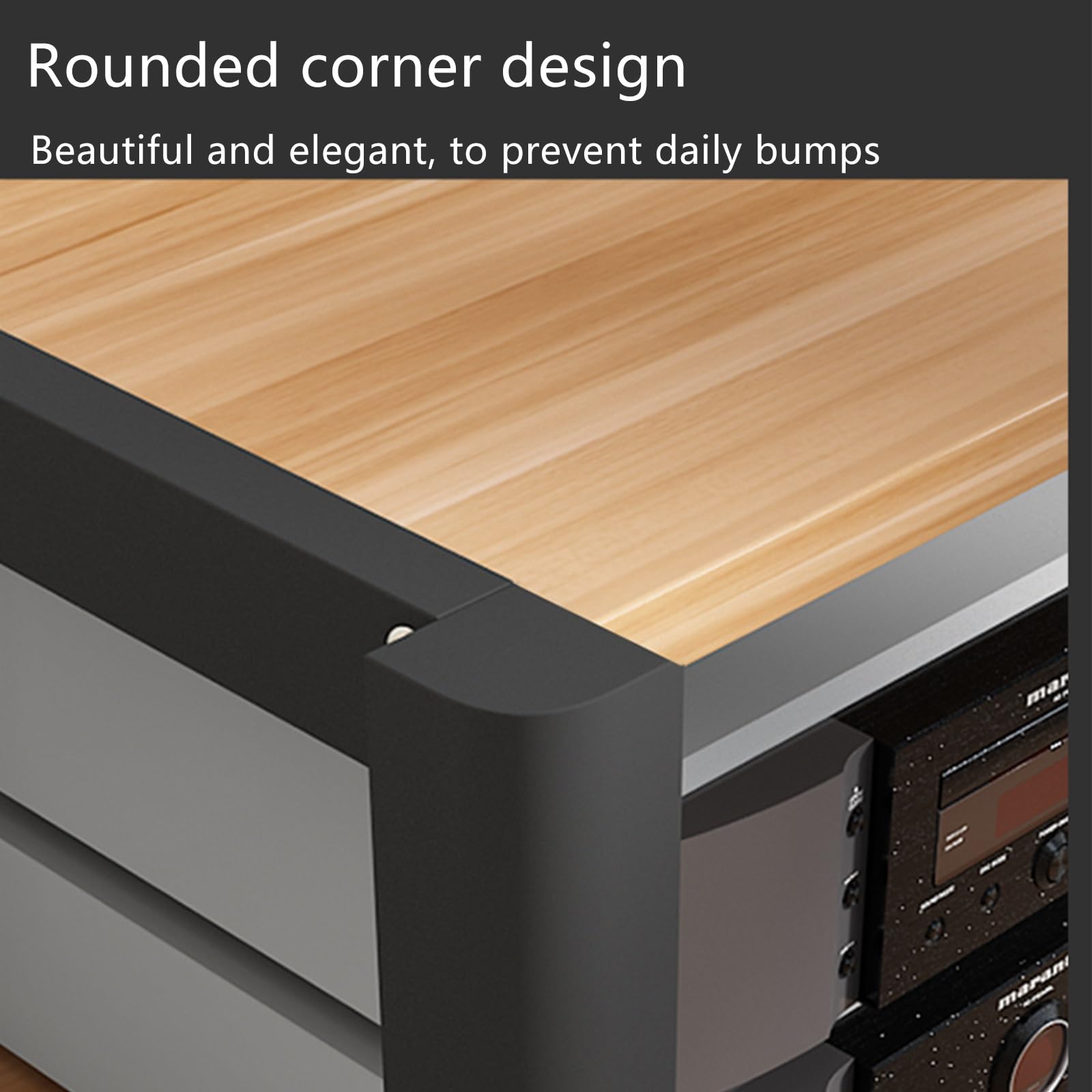 Support multimédia noir – Support audio vidéo réglable et support pour home cinéma AV stockage matériel audio rack durable avec design élégant