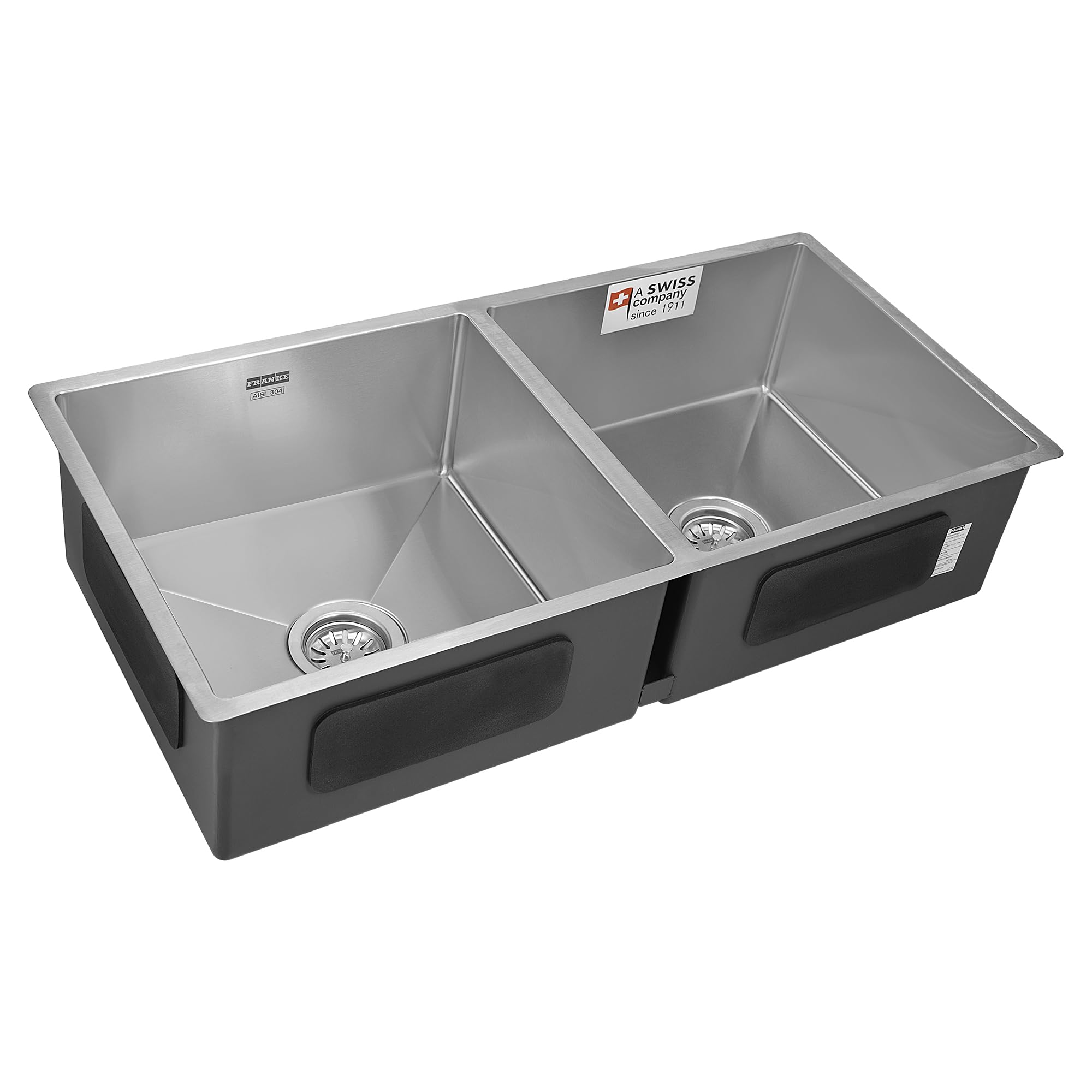 Franke 36"X18"Double Bowl SS Kitchen Box Sink|Premium 304 Stainless Steel|Diamond Cut| 25Yrs Warranty|Rust & Stain Resistant|Minimizes Sound|Brushed Matt Finish|BXX 220/120-43-43 3 1/2" WWK MI ND NOF 1