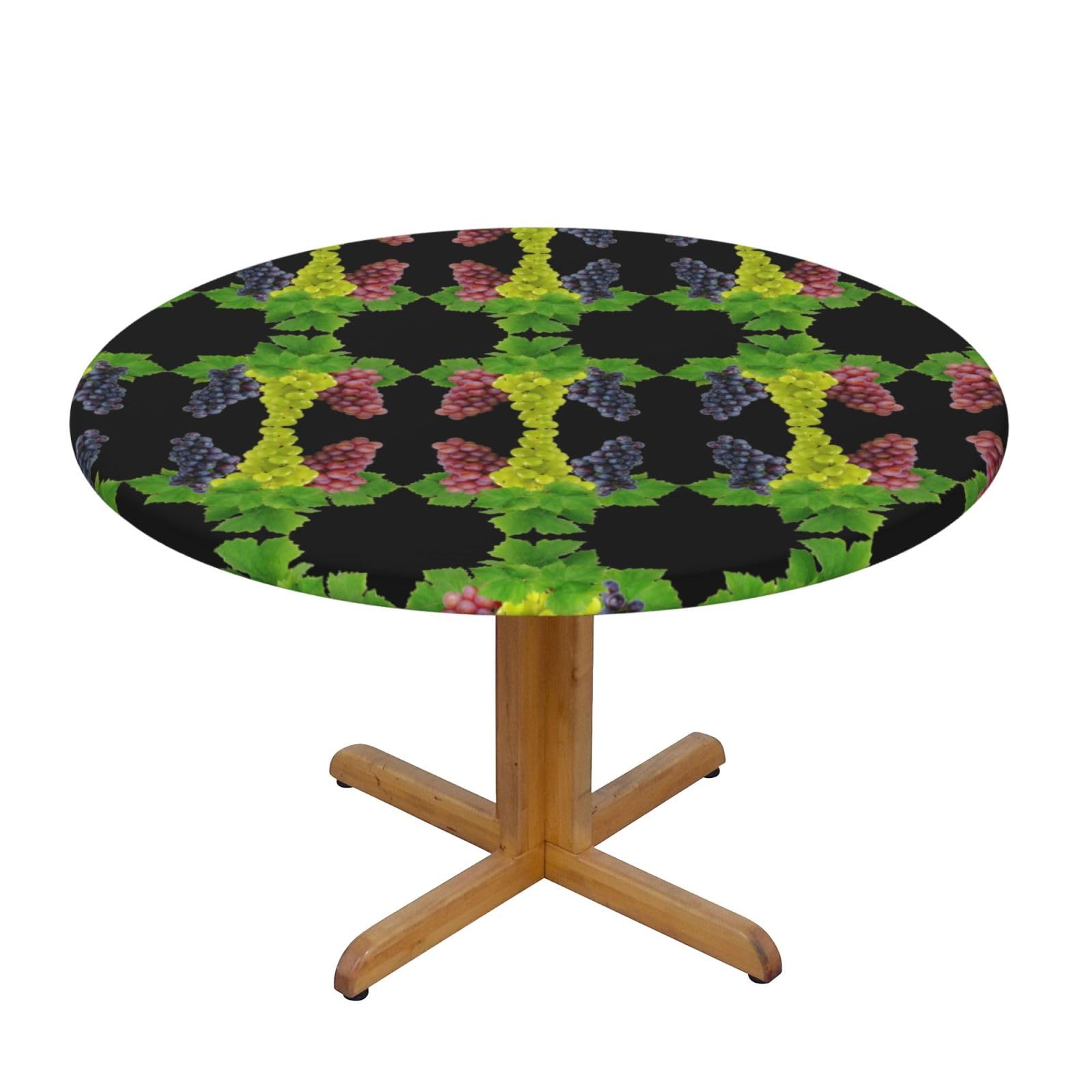 EZDLOWVBA Grape print Round Tablecloth with Elastic Fits Tables Outdoor Tablecloth,Stain Resistant Table Cover for Kitchen Dining Parties
