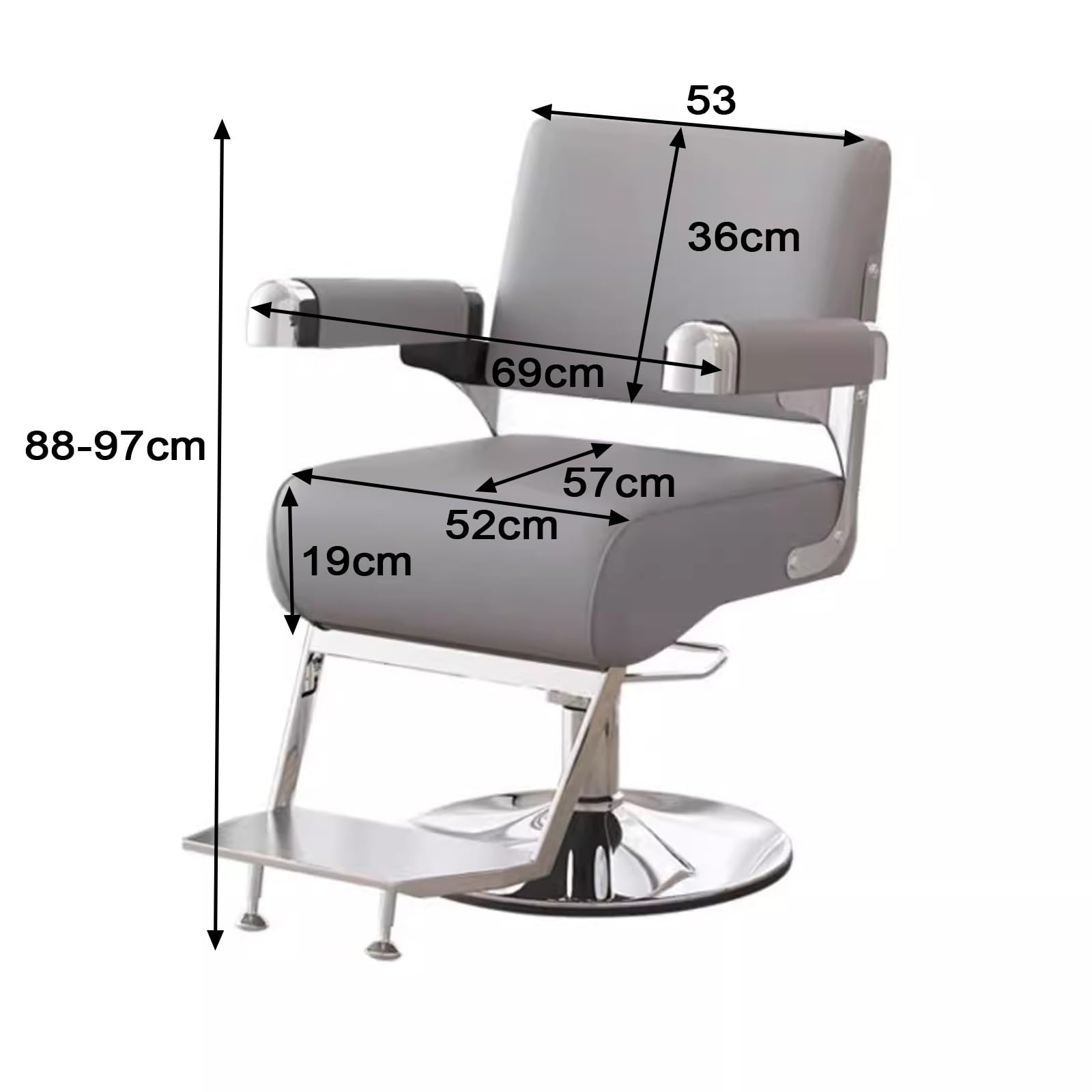 Sillas de barbero, Silla de barbero Profesional con rotación de 360°, Ajuste hidráulico de Altura, Cuero sintético PU, cojín de Esponja, Base galvanizada barberías, Salones d