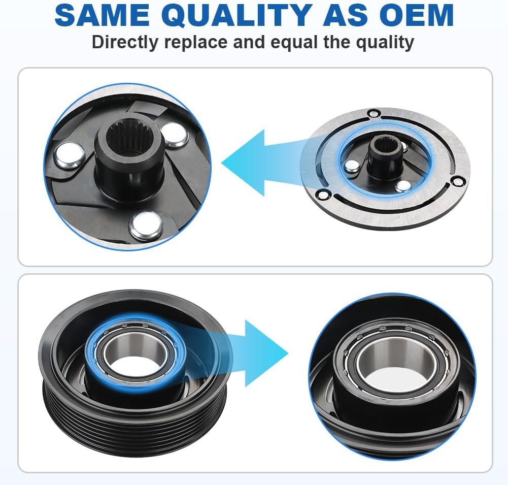 JDMON Air Conditioner AC Compressor Clutch Kit Compatible with Honda Civic All Submodel EX i-Style LX Sport L4 2.0L 2016-2021 Replace 198276, 388105BAA01, 388105BAA02, 388105BAA03