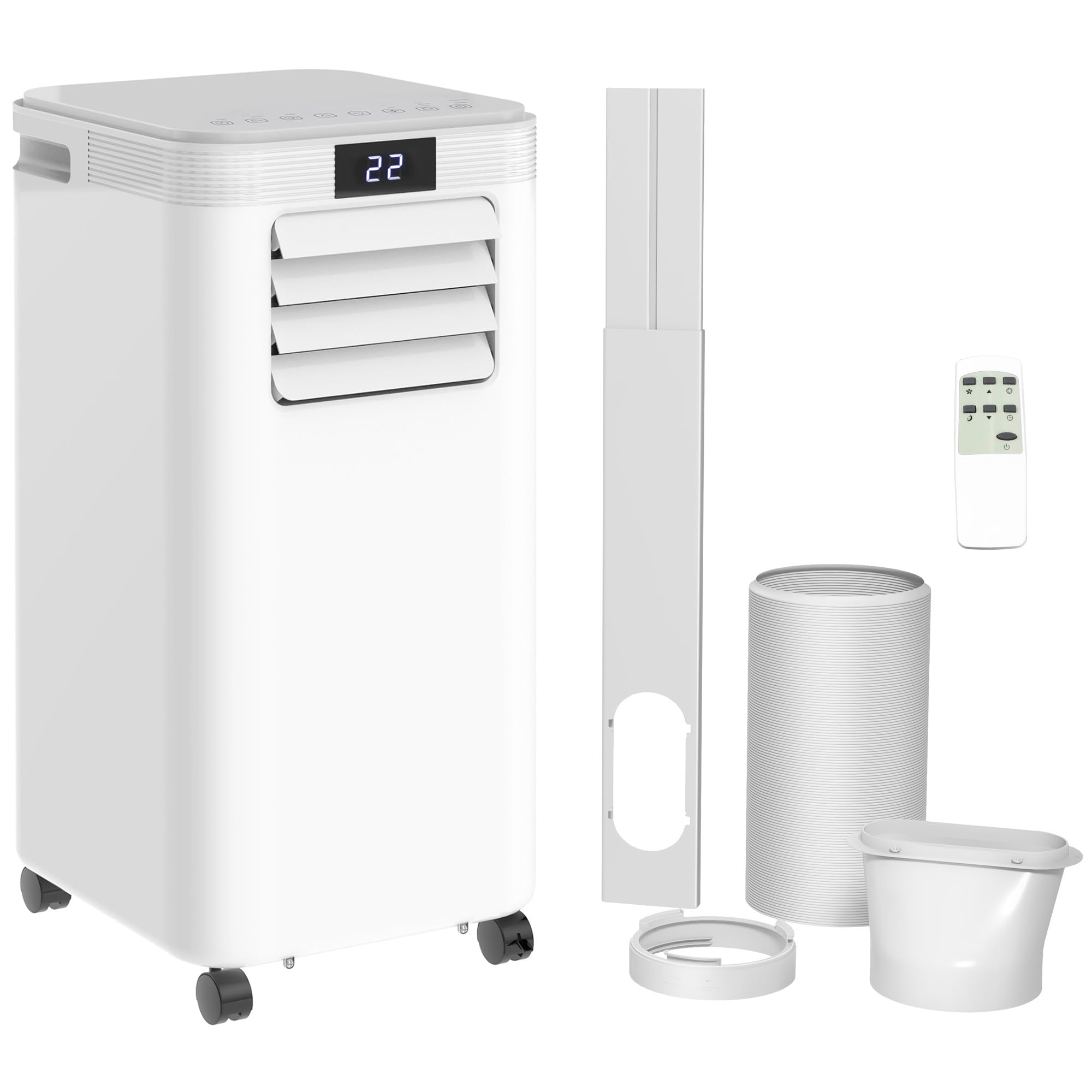Homcom Unisex White 8000Btu Portable Air Conditioner 4 Modes Led Display 24 Timer In