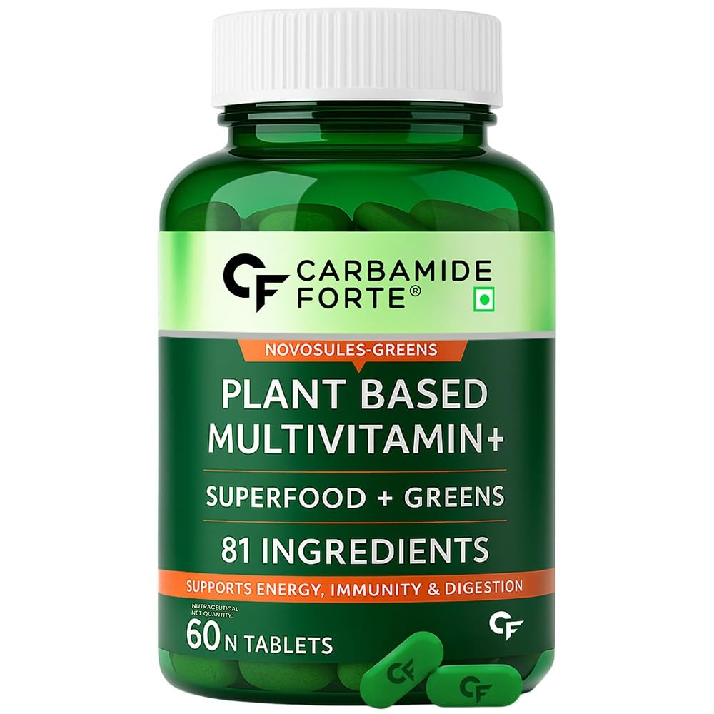Plant Based Multivitamin Tablets for Men & Women for Immunity, Energy & Detox with 82 Ingredients like Superfoods, Greens, Vegetables, Fruits & Herbs Supplement â€“ 60 Veg Tablets