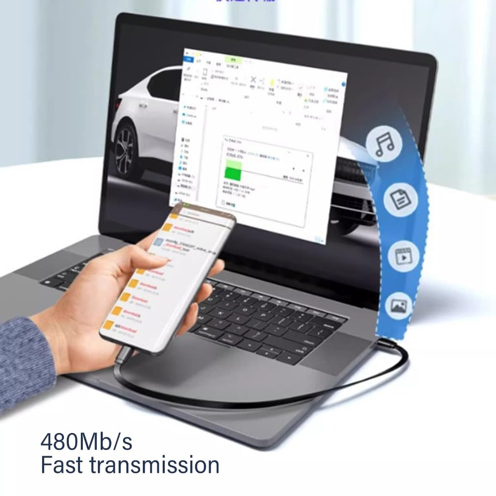 Kabel USB C na USB C 66 W z kablem do szybkiego ładowania danych 480 Mb/s