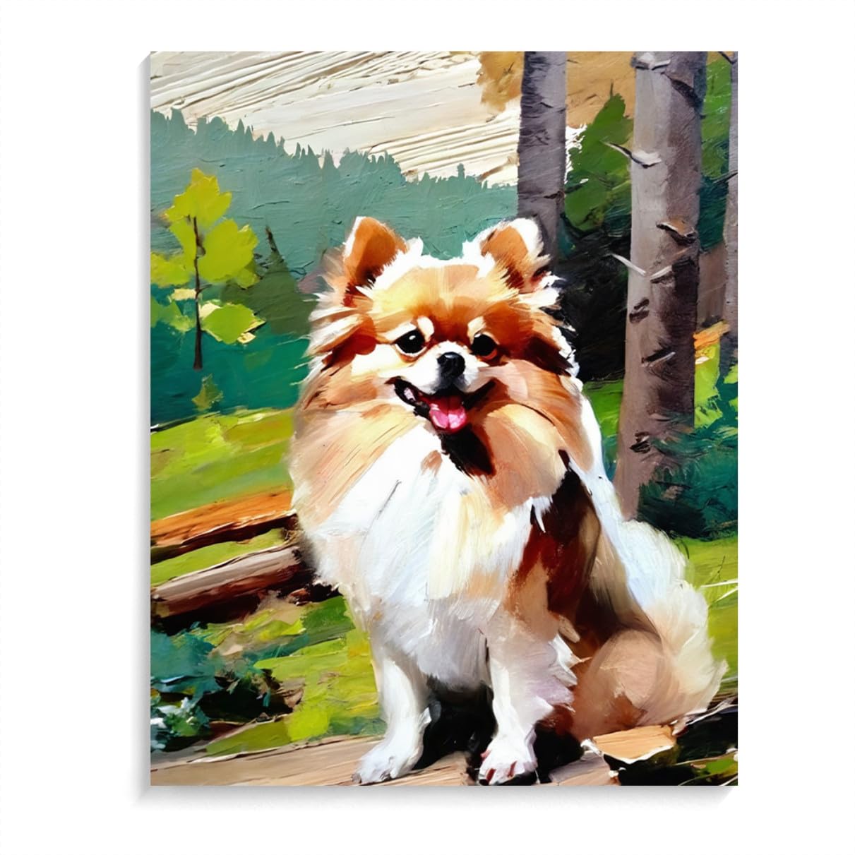 DIY Paint by Numbers Pomeranian Dog on Canvas Painting Kits for Adult, Beginner Oil Painting Kits Gift 12x16inch(30x40cm) Frameless