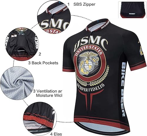 Miniatura 3 de Navy Marine Corps Ciclismo Jersey Veteranos Ciclismo Jersey Ejército Ciclismo Jersey, marino