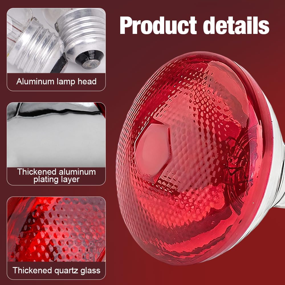 Foreverup Bombilla de calor infrarroja, 250 W, bombilla de calefacción para reptiles, lámparas de calor rojas infrarrojas para cachorros, pollitos, gatos, cerdos, luz de calor roja para reptiles