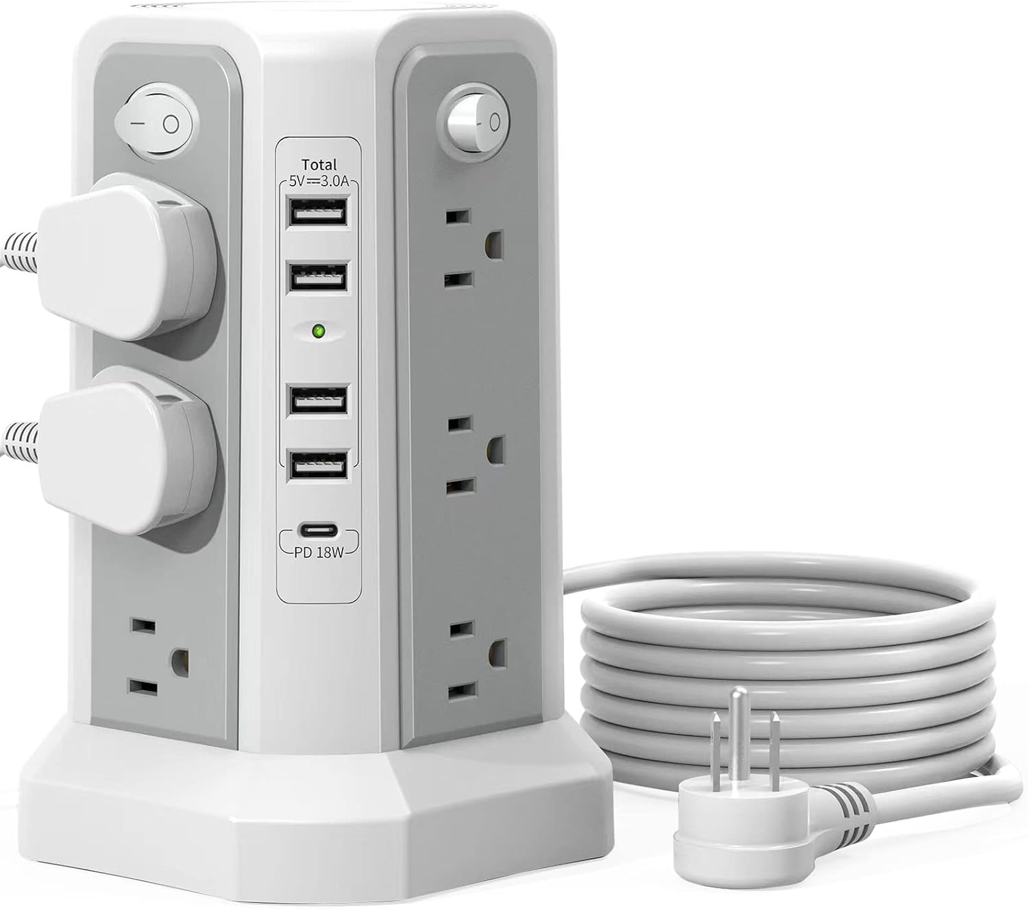 Surge Protector Power Strip Tower with USB C Port(PD18W)