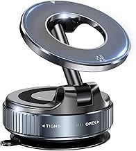 GETSABLE 360° Vacuum Magnetic Phone Holder, Magnetic Car Mount with Reinforced Suction Cup Phone Holder for Car/Gym/Mirror, Car Mount Compatible with iPhone & Android - Black