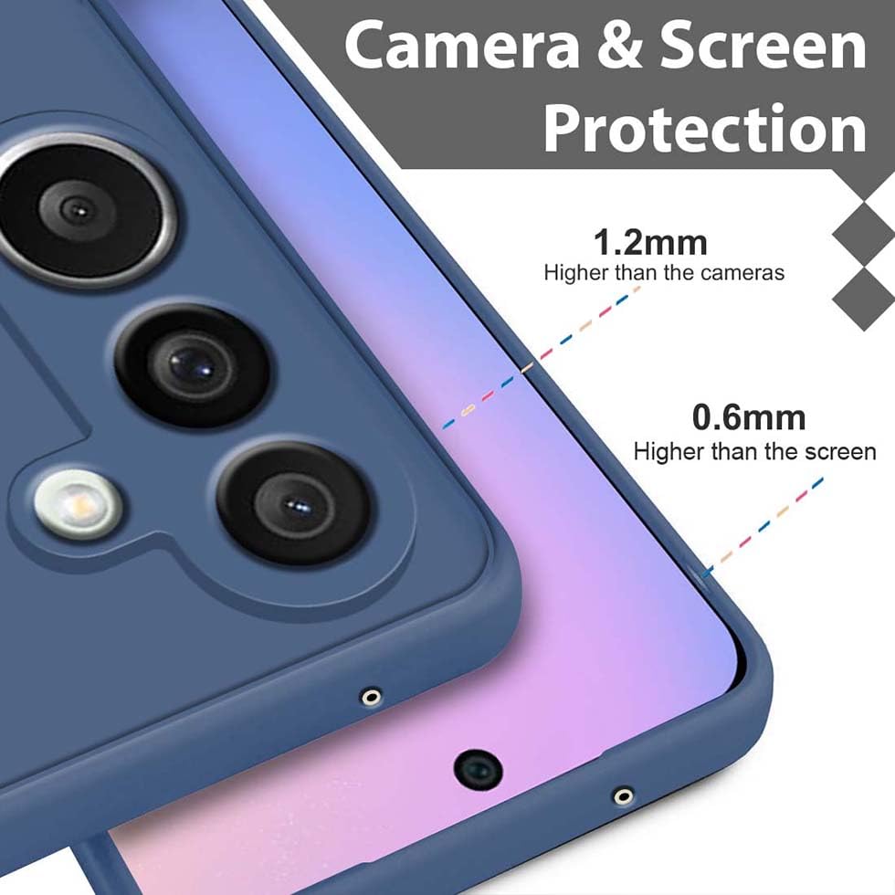 Image of Fashionury Liquid Silicon Back Cover for Samsung Galaxy M56 5G | Camera Protection | Anti-Fingerprint | Inner Velvet Fabric | Ultra Slim Case (Blue)