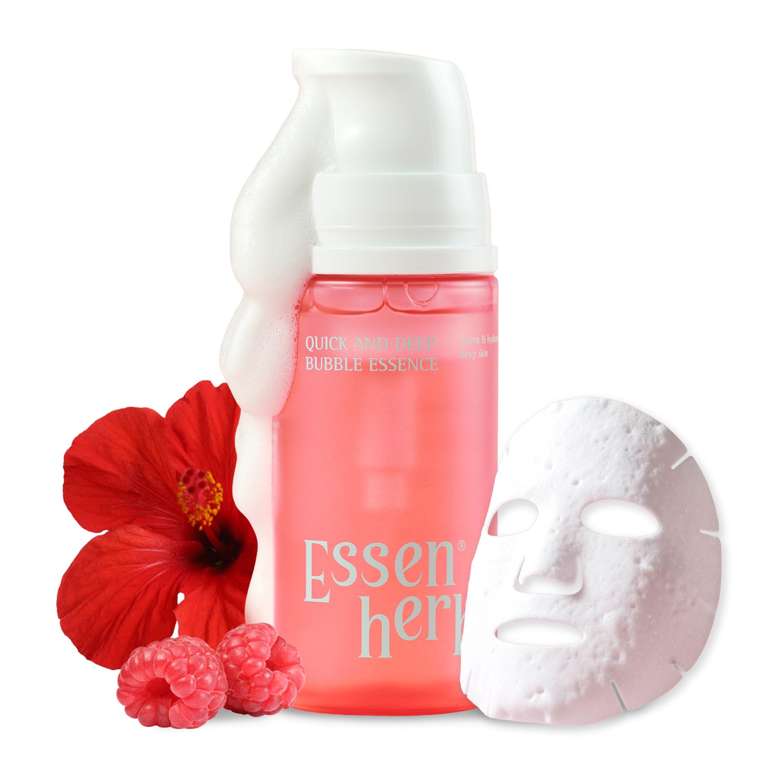 Quick Deep Bubble Serum Essence with Hibiscus Collagen Micro Bubble Mask for Daily Hydration Fast-Absorbing Serum that Helps