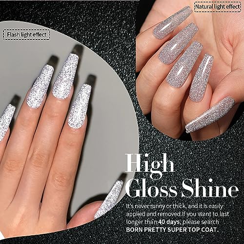 BORN PRETTY UV Nagellack Glitzer, Reflechissant Funkelnd Gel Nagellack Reflective Glitzer Rosa Golden Silber Funkelnd Glitzer Gel Nagel Art Maniküre Lack 6 Farben