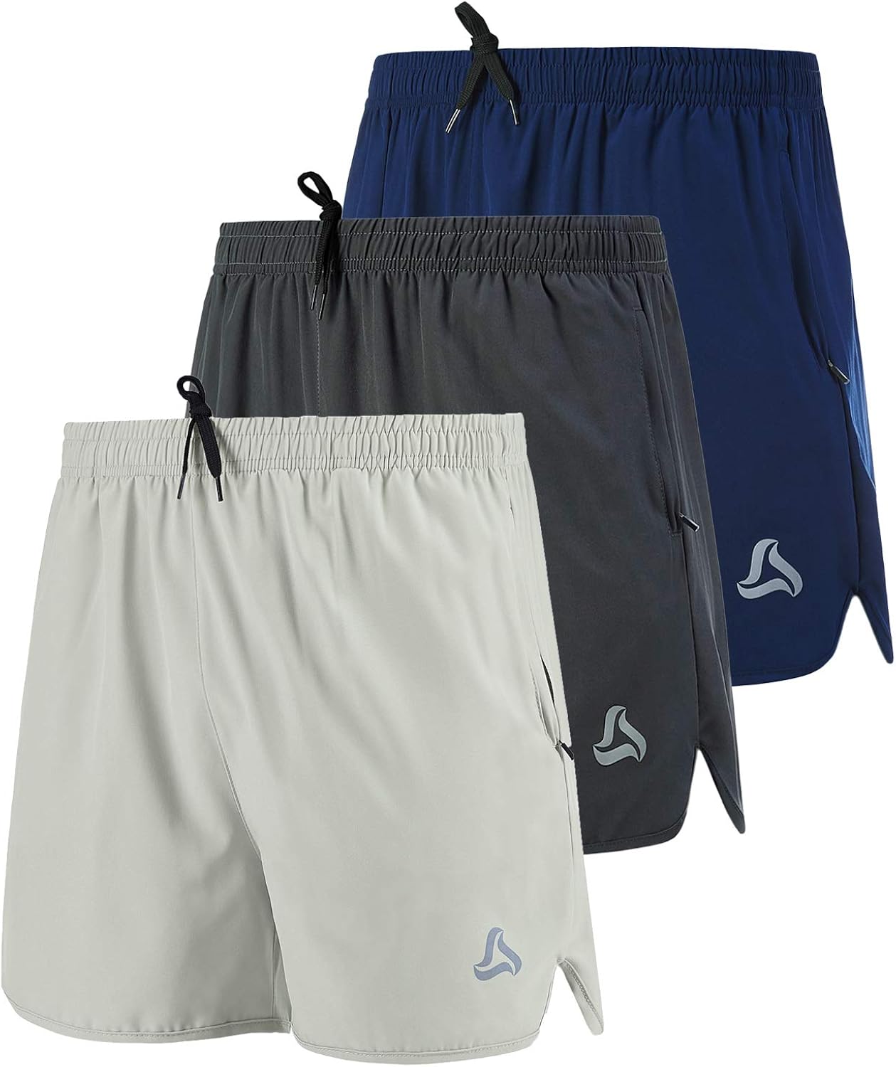 SILKWORLD Men's Running Stretch Quick Dry Shorts with Zipper Pockets(Pack of 2,3) at  Men’s Clothing store