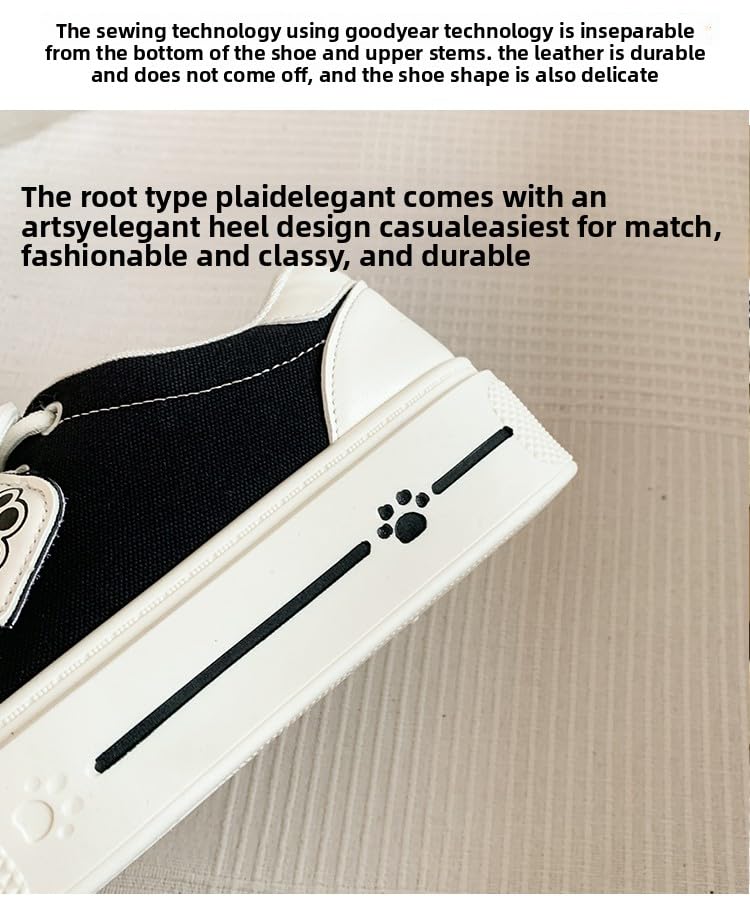 Women's Cute Bunny Canvas Shoes Chunky Platform Slip-On Sneakers Casual Flats for Everyday Wear, Kawaii Style Gift3