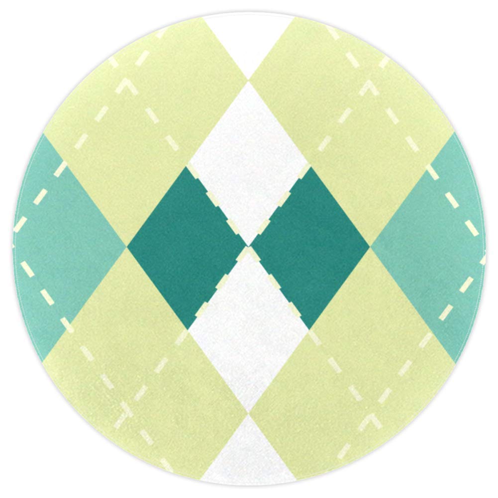 Tapis de sol doux pour salle de jeux et chambre enfant, motif tissu vert rond 120cm