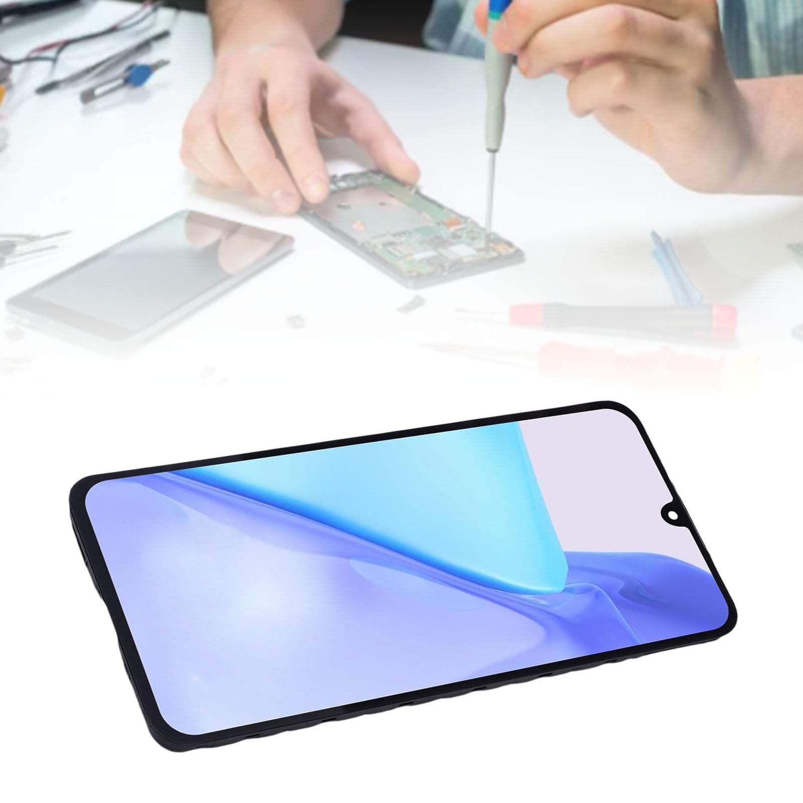 aqxreight Zespół Digitizera Wyświetlacza Ekranu Telefonu z ramką i Narzędziami do Naprawy Funkcja Odcisku Palca dla A16 5G A166B A166E Wersja Międzynarodowa i Europejska A166B International A166E Smar