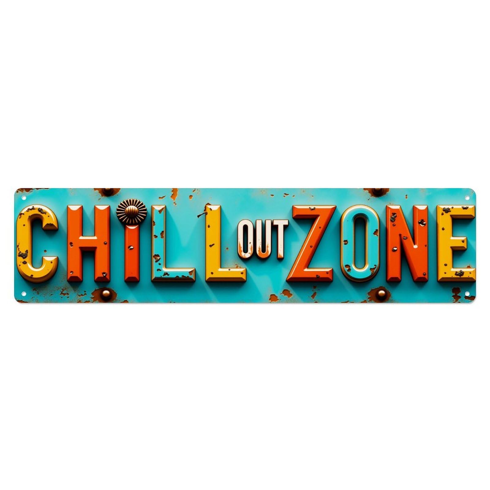 Chill Out Zone Colorful Vintage Long Metal Sign Vintage Aluminium Metal Sign, Retro Wall Decor for Home, Bar, Garage & Farmhouse 10 * 40cm