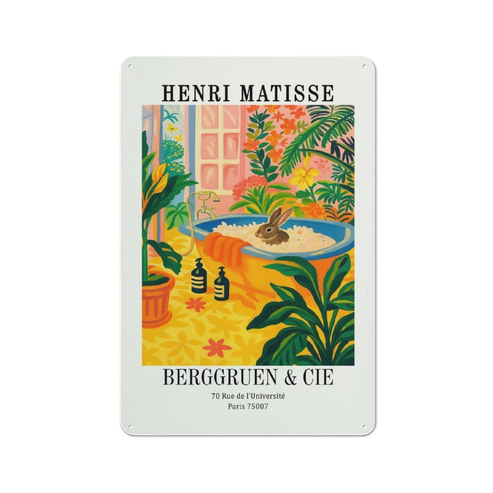 Junmoney Style-9 Henri Matisse Exhibition (4) Tin Sign 30X20cm For Hallway Wall, Retro Wall Decor, Suited To New Home Decorators