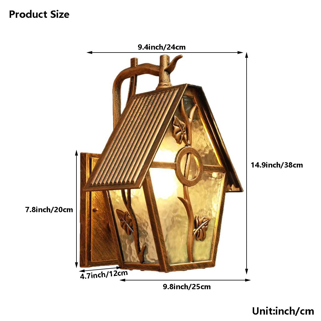 Apliques De Pared Para Exterior Máx 100W E27 Lámpara Exterior De Aluminio IP65 Resistente Al Agua De Cristal, Para Porche, Jardín, Patio, Balcón, Cochera Y Chalet. (Bronze)