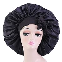 Vista 1 de Gorro de satén de seda para dormir el cabello: gorro de noche ajustable para mujer, tamaño gigante, banda ancha cómoda para trenzas de cabello largo