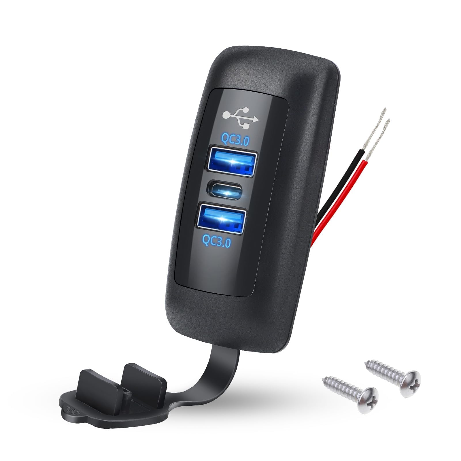 Linkstyle Gniazdo Ładowarki Samochodowej USB, Podwójne Gniazdo USB QC3.0 typu A i PD3.0 typu C do Samochodów i Ciężarowych 12V/24V