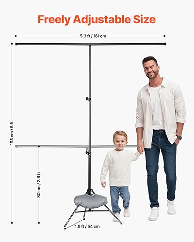 Miniatura 3 de VEVOR Soporte de fondo resistente de 12 x 10 pies, soporte de fondo para fotografía de altura ajustable, sistema de soporte de fondo con 6