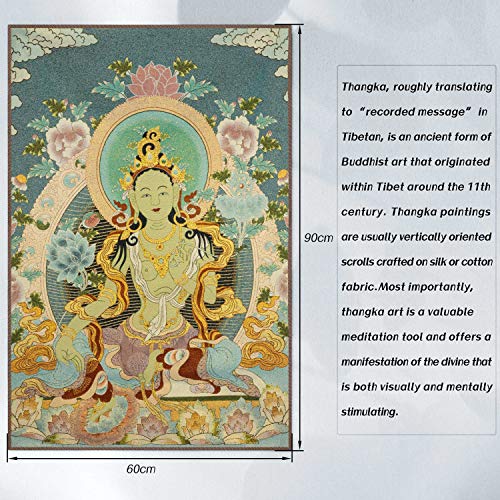 Prime Feng Shui Zijde Borduurwerk Tibetaanse Thangka Met Boeddhisme Groene Tara Muur Opknoping Voor Home Decor Thangka… - Afbeelding 3