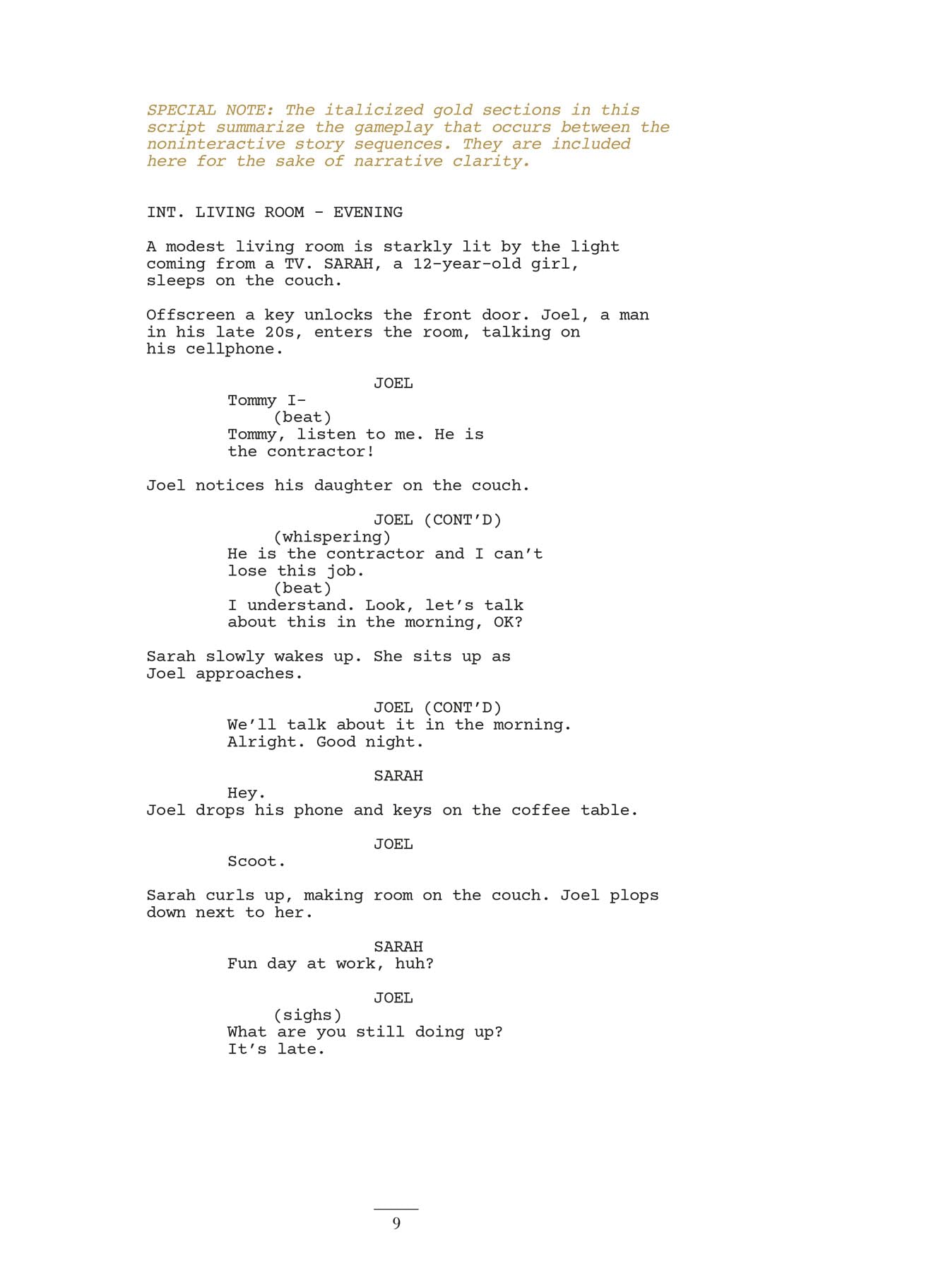 The Last of Us: Part I and Part II Scripts