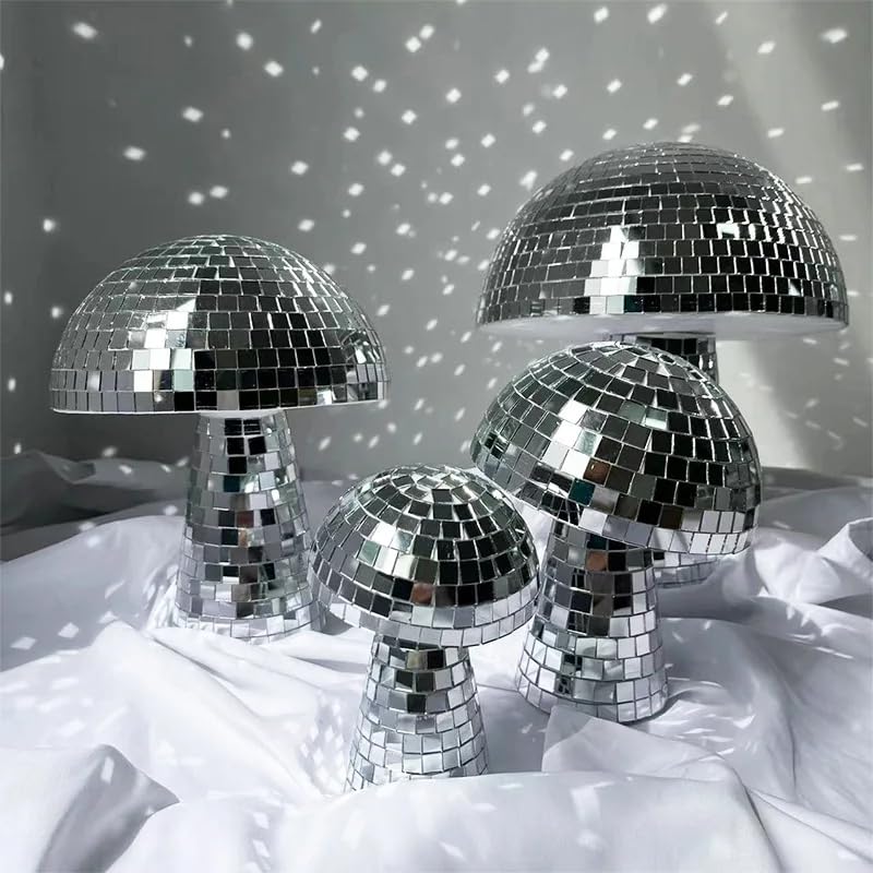Boule Disco En Forme De Champignon - Recouverte De Miroirs, Diamètre 10,2 Cm - Décoration Pour Fête, Mariage, Bar, Ambiance Lumineuse