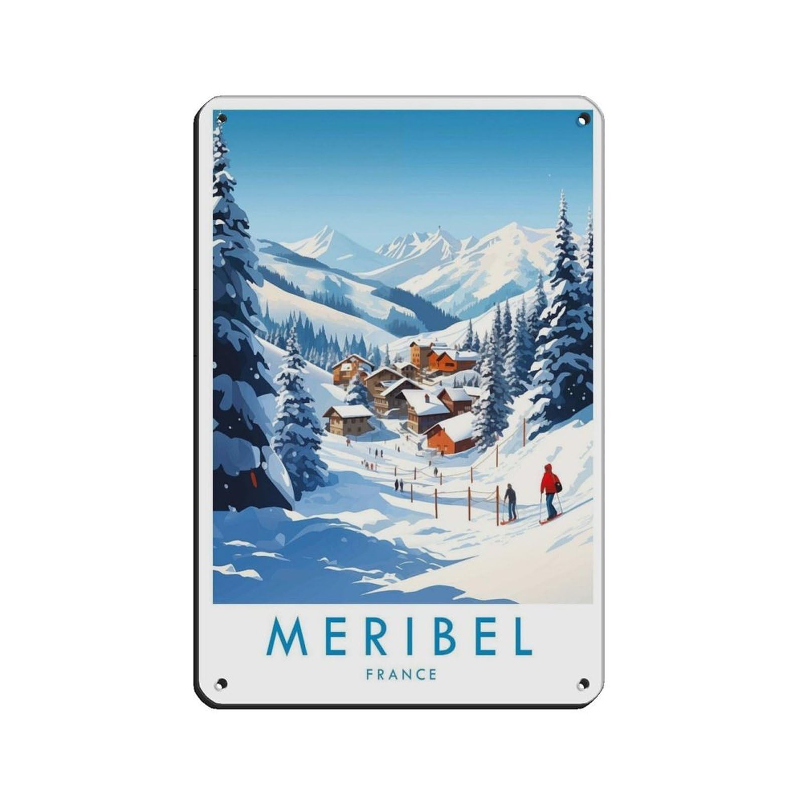 Meribel Travel Poster, France, Travel Decor (3) Tin Sign Vintage Metal Pub Club Cafe Bar Home Wall Art Decoration Poster Retro 8x12inch(20x30cm)