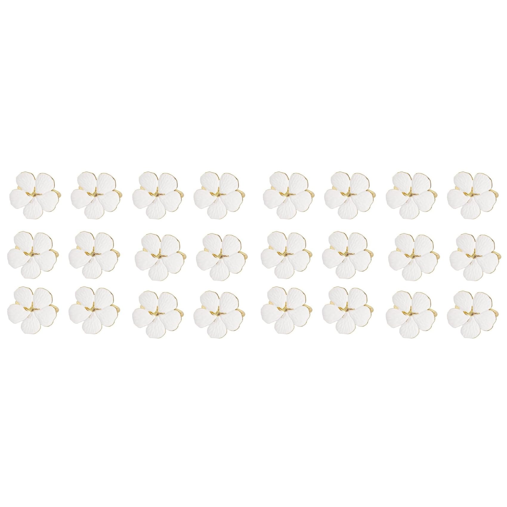 Aundhegrtt Napkin Rings,24 PCS Flowers Napkin Ring Holders Dinner Tables Rings Elegant Ornament Table Setting Decoration,White