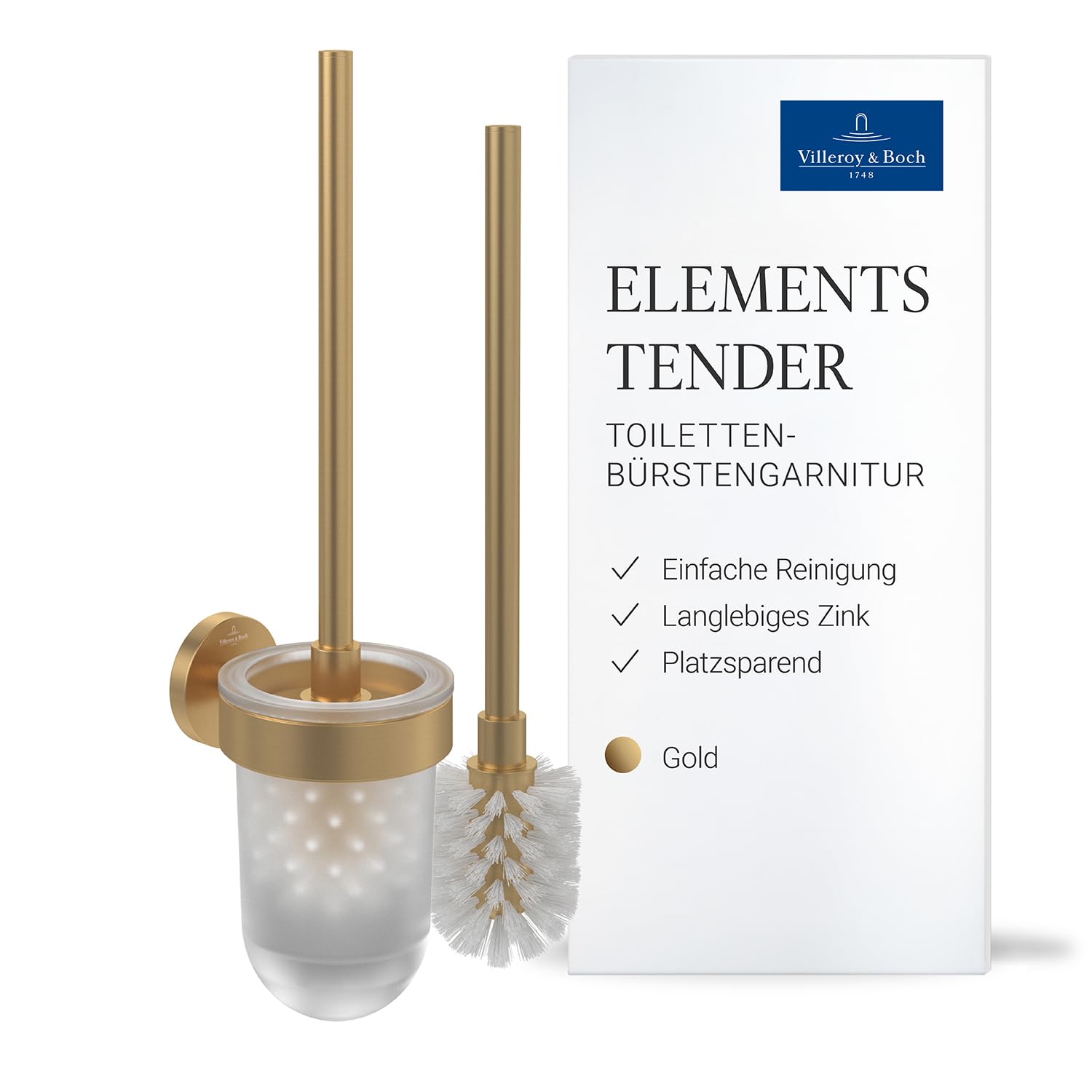 Villeroy & Boch Elements Tender Toilettenbürstengarnitur, rund – Gold