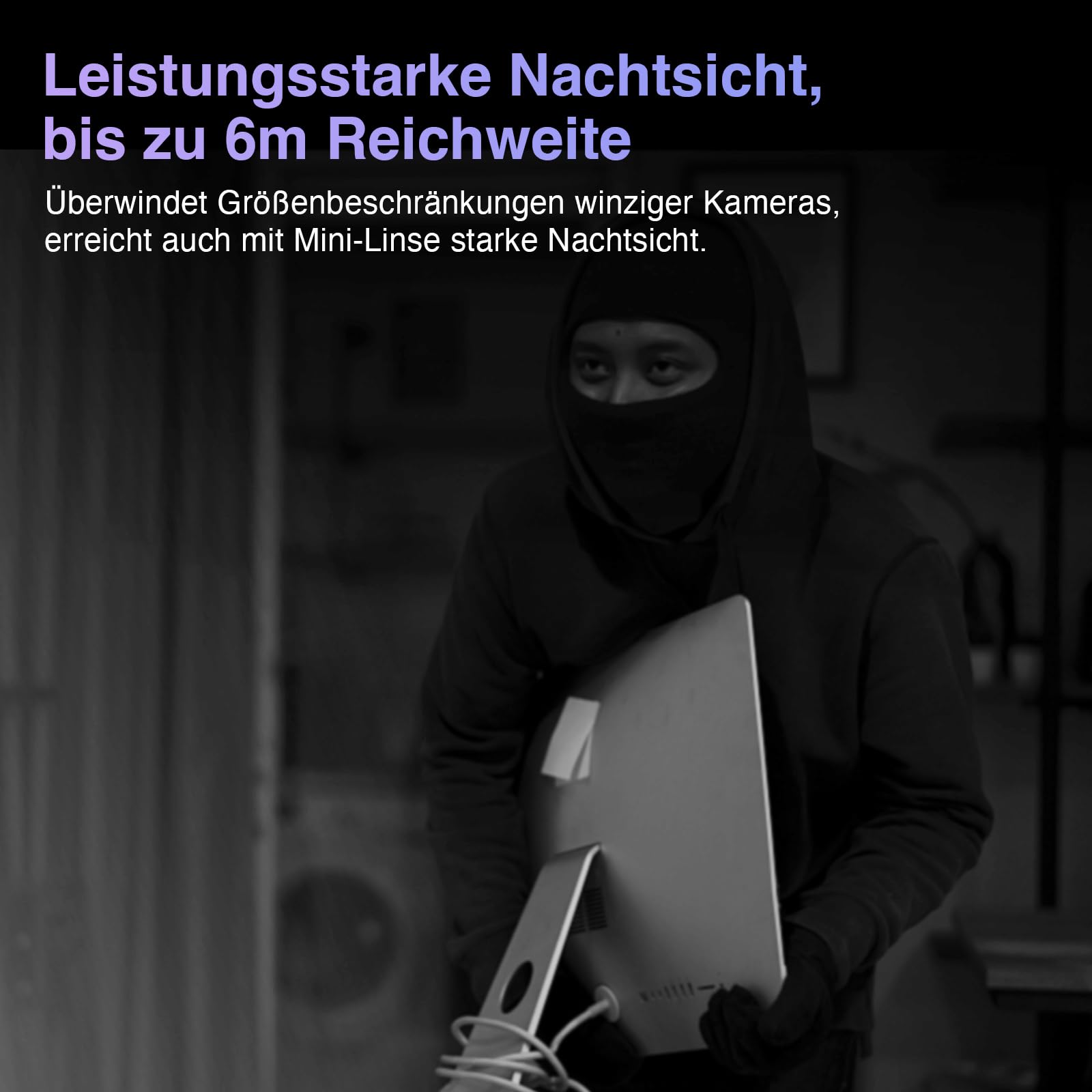 WIWACAM 2K Mini Kamera, 5000mAh Akku, Bewegungsmelder und lokale AI-Erkennung, microSD-Karte Steckplatz