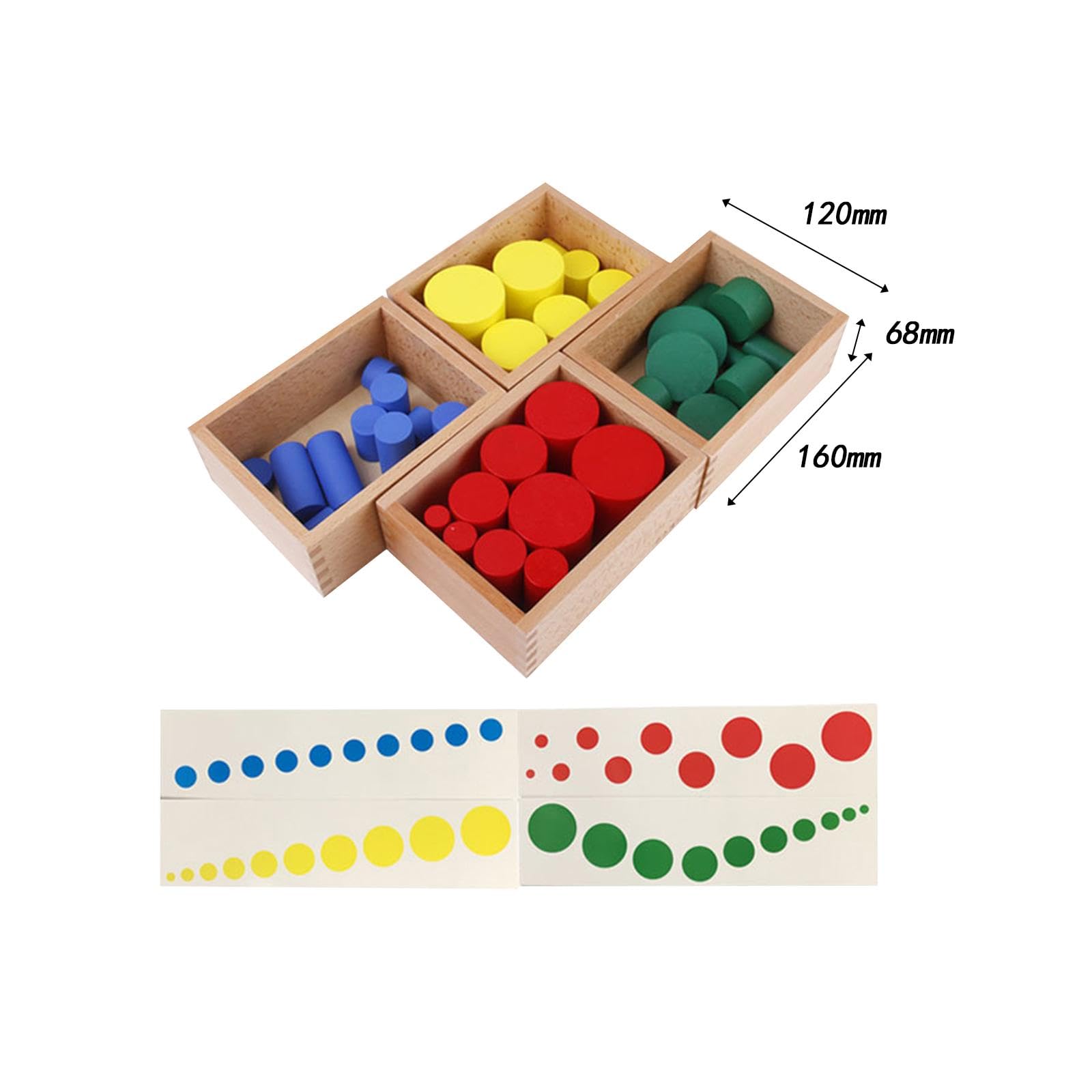 Farbzylinder, Holzene Zylinder Ohne Knöpfe, Form Und Farberkennung mit Karten, Sensorisches Spielzeug für Vorschulkinder