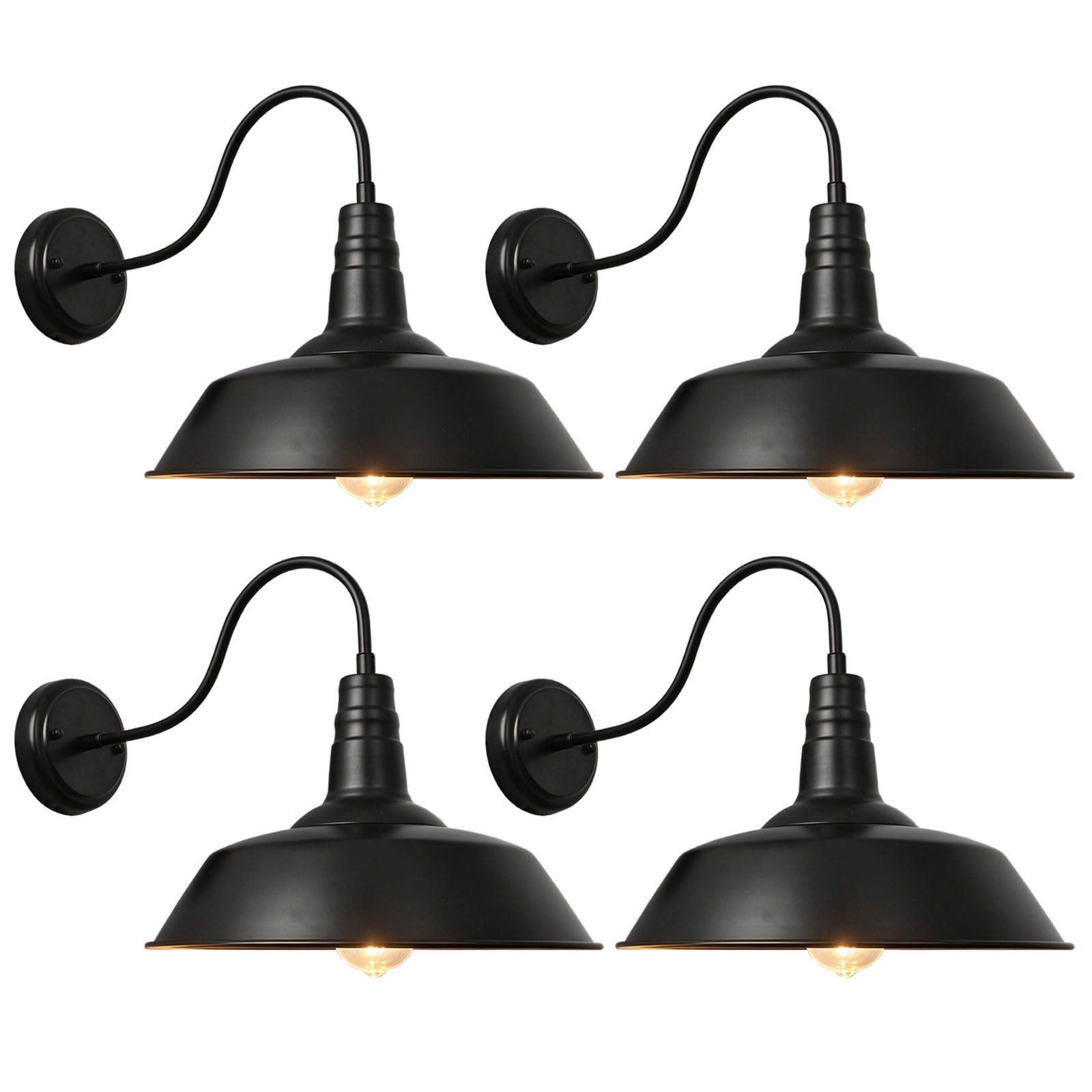 Moddeny Light/Black 4-Pack Waterproof Outdoor Wall Sconce 50Cm Large Outdoor Gooseneck Barn Wall Mount Farmhouse Porch Wall Retro Nostalgia Garage Patio Ing Luminaire
