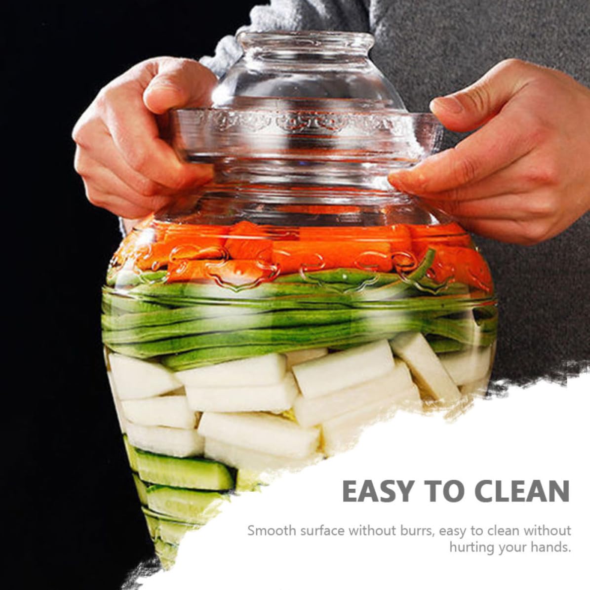 Barattolo e Conservazione Alimentare in Vetro per Fermentazione da 2,5kg Coperchio Ermetico, Superficie Liscia e Confezione Pratica Stili multipli per Ristorante Stili multipli