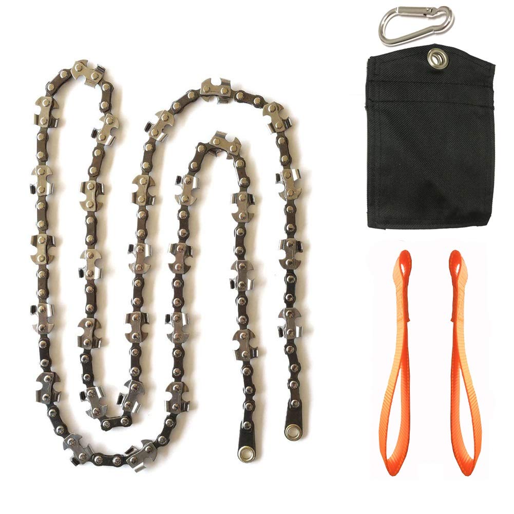 48 Inch High Reach Tree Limb Hand Rope Chain Saw For Tree Trimming-Upgraded Pocket Manual Chainsaw With 62 Sharp Blades on Both Sides for Gardening Camping Survival Gear-No Ropes Included