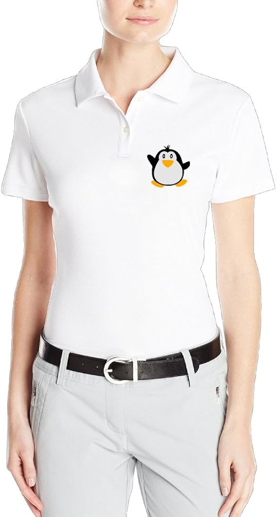 Amazon Cidy ファッション レディース キュート ペンギン ピングー マンガ イラスト 半袖 ポロ シャツ 胸にプリント 着心地が良い シャツ ボタン付きカジュアル White Size Xxl ポロシャツ 通販