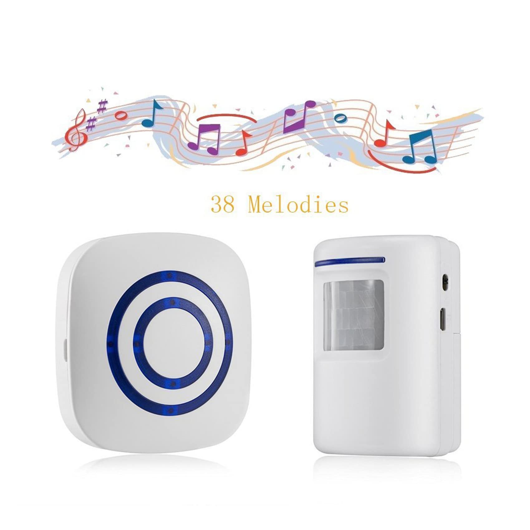 3X Enchufe de la UE Detector Sensor de Movimiento de Puerta de Negocios Inalambrico Alarma de Entrada de Seguridad de Casa Con 1 Receptor Enchufable ()