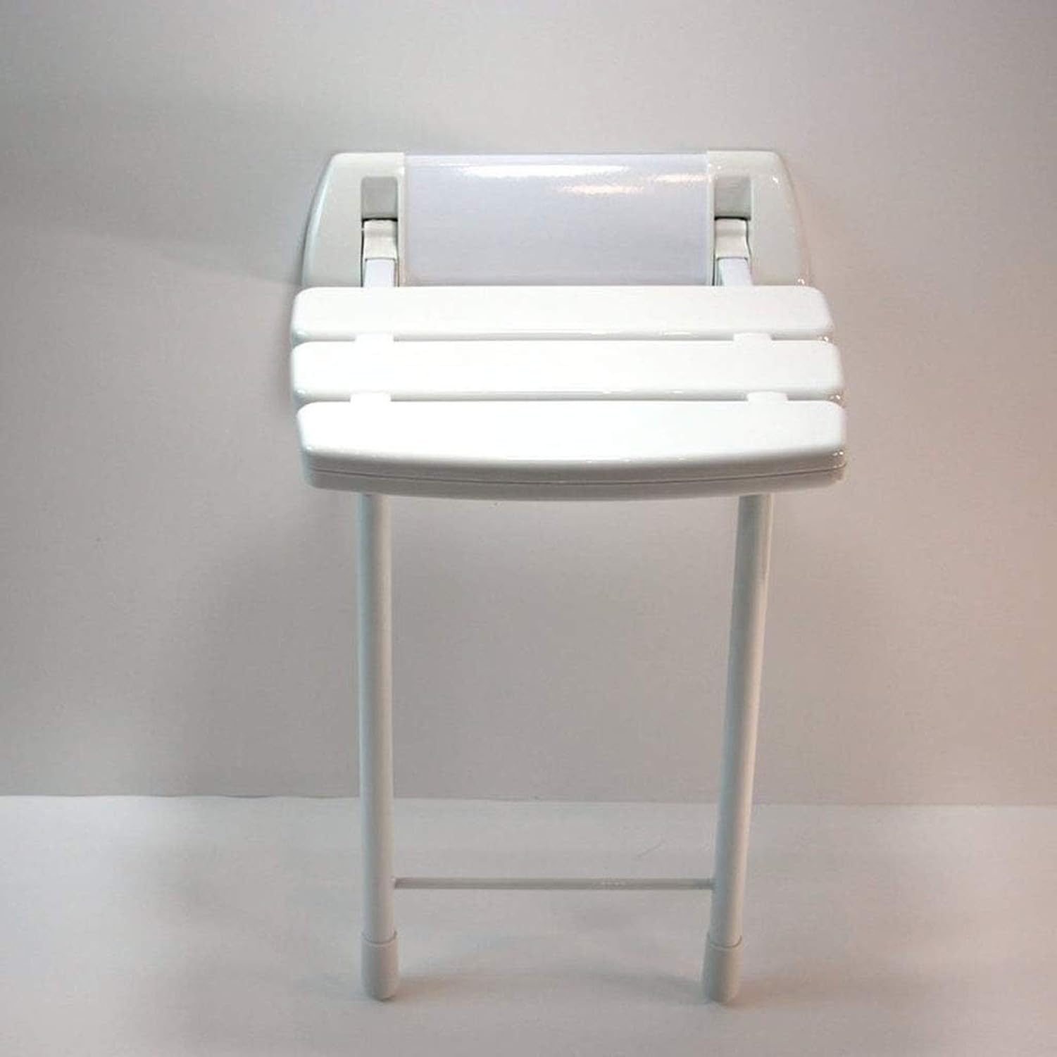 Silla de Ducha Abatible Extensible Plegable Montaje en Pared con Patas de Apoyo para Baño Inodoro Asiento Antideslizante Ayuda Seguridad Mayores Peso Máx 180 kg