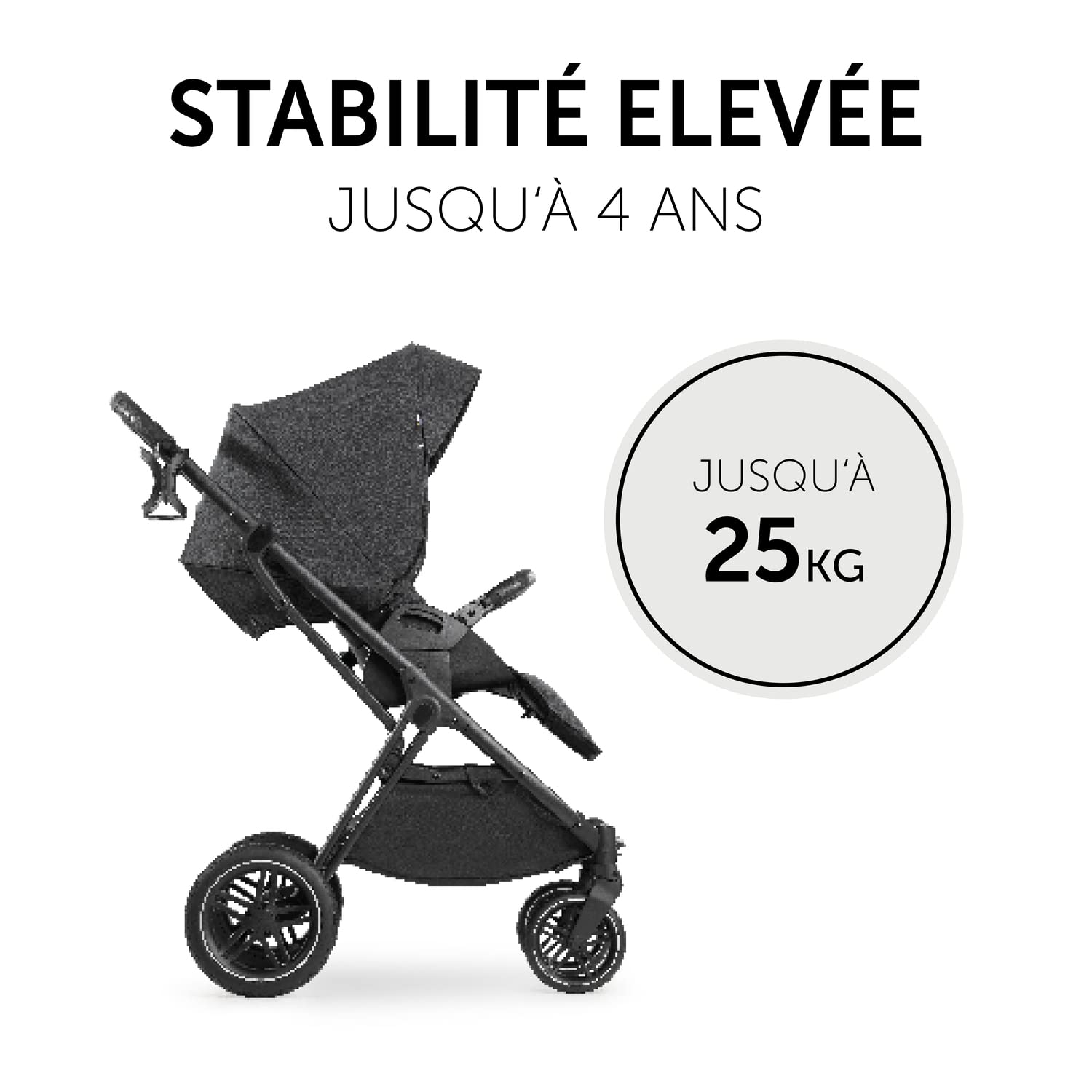 hauck Poussette 3 en 1 Vision X avec Siege Auto i-Size et Accessoires – Poussette Pliable Compacte Jusqu’à 25 kg, Set Complet avec Cosy Bebe et Nacelle, Noir Chiné