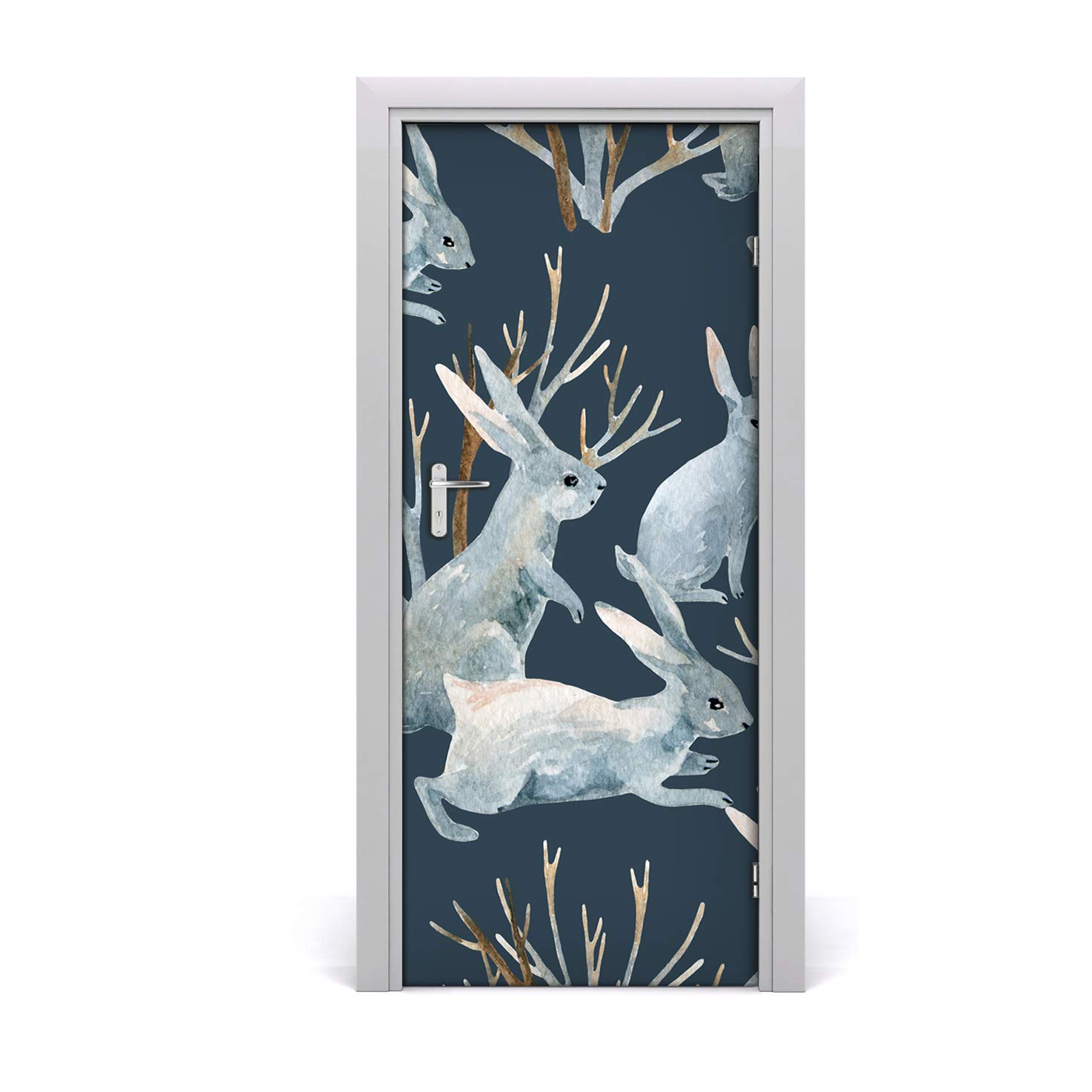 Tulup Autocollant De Porte – 85x205 cm Étiquette Décoration Auto-Adhésive Papier Peint Imperméable pour La Porte - Mur de Lapin